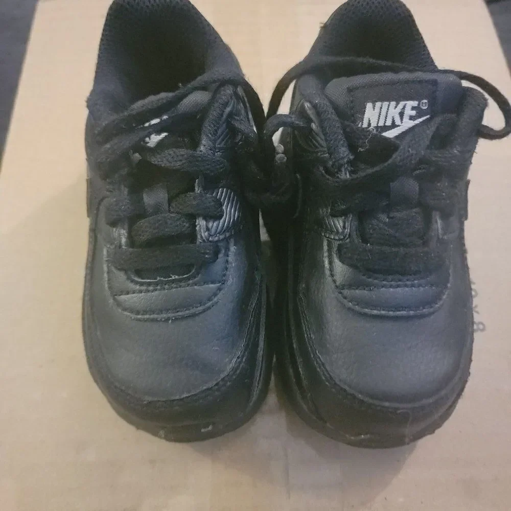 Nike Toddlers Air Max 90 LTR CD686-001 Black Lace Up Sneaker Shoes Size US 7C